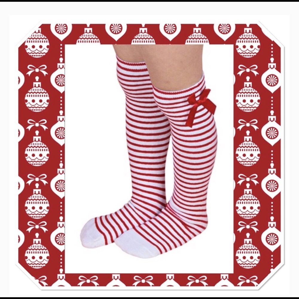 Striped Tube Socks with Bows